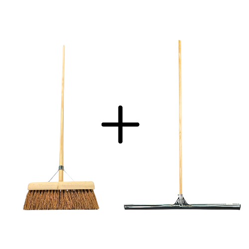 Coco binnenbezem 30cm + Vloertrekker 75cm met Steel 150cm