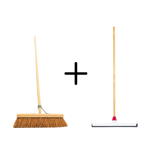 Coco Binnenbezem 40cm + Vloertrekker Kunststof 55cm met Steel 150cm