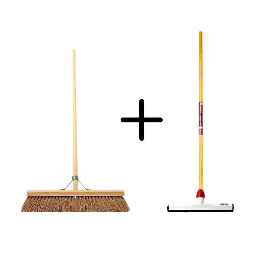 Coco Binnenbezem 50cm + Vloertrekker Kunststof 35cm met Steel 120cm