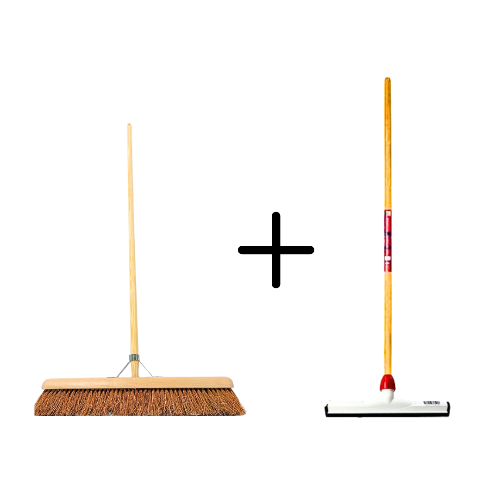 Coco Binnenbezem 60cm + Vloertrekker Kunststof 35cm met Steel 120cm