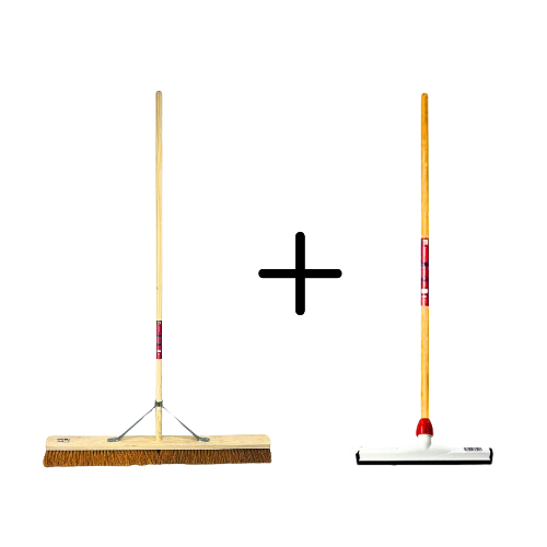 Coco Binnenbezem 90cm + Vloertrekker Kunststof 35cm met Steel 120cm