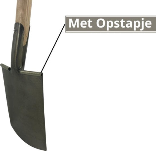 Damesspade met opstapje en essenhout steel