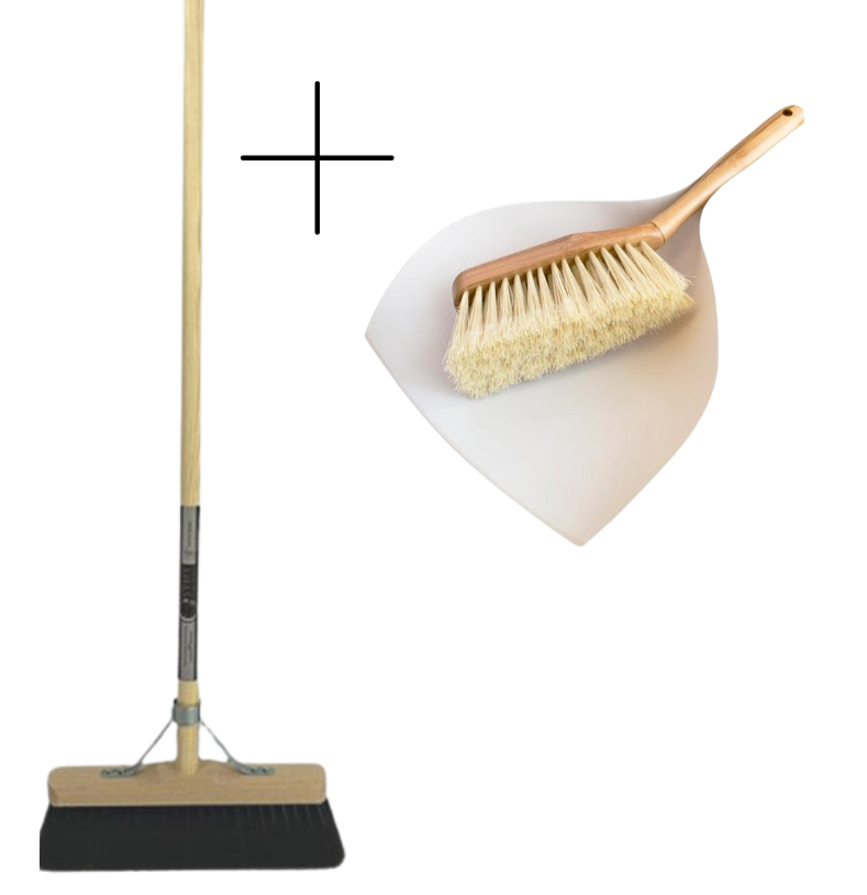 Synx Tools bezem Binnenbezem Paardenhaar 29cm - Zachte Bezem - Zachte Besem - Incl. Steel 120cm - Veger met Stofblikset/Stoffer en blik "bamboe "ECO" collection
