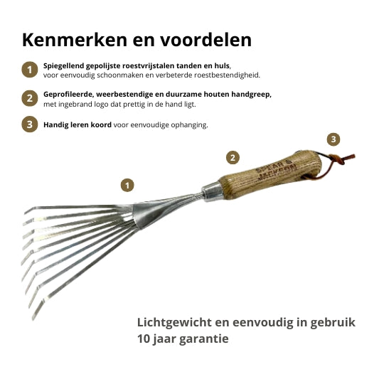 Spear & Jackson Mini Handhark - traditioneel - roestvrijstaal - 9 platte tanden