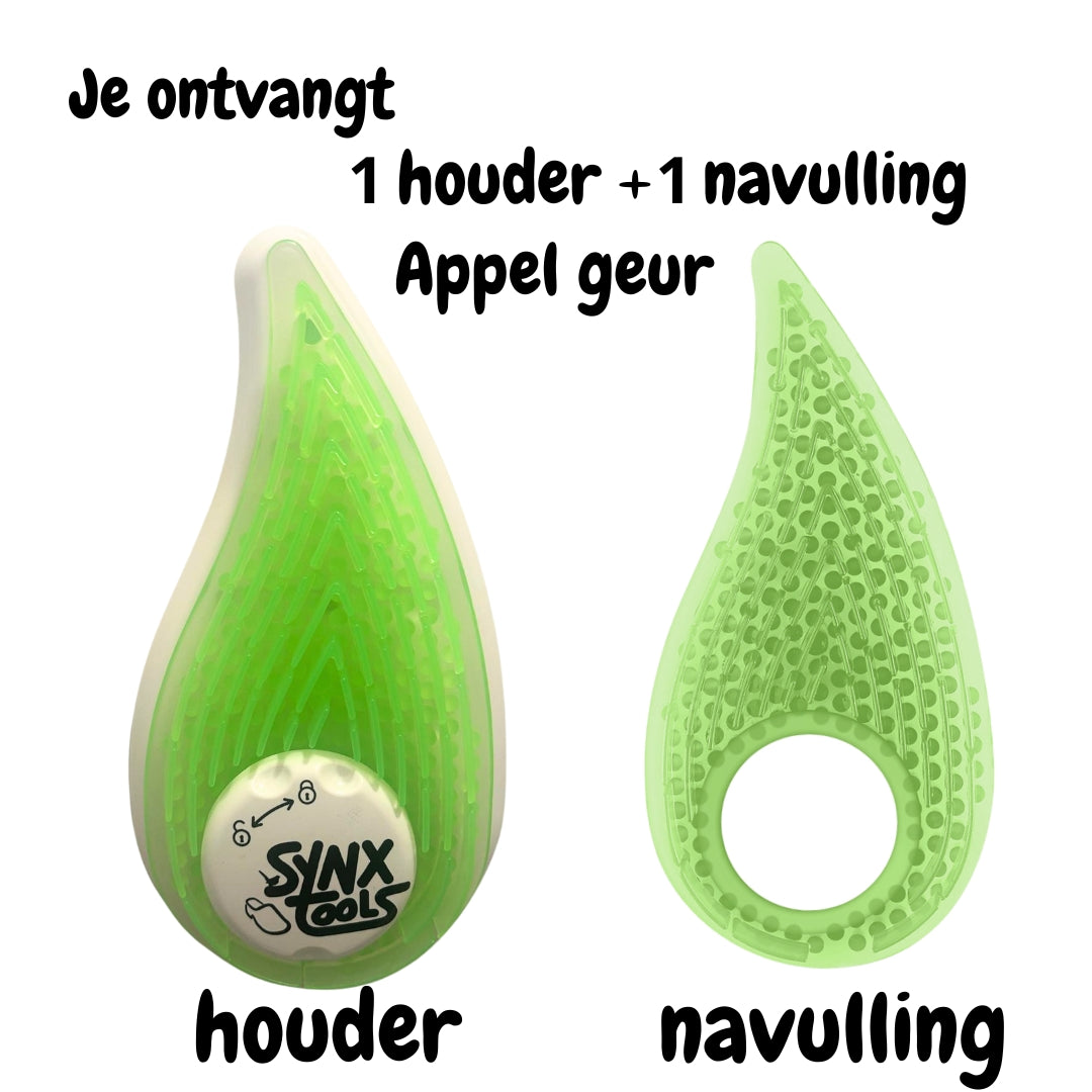 Groene houder en navulling appelgeur