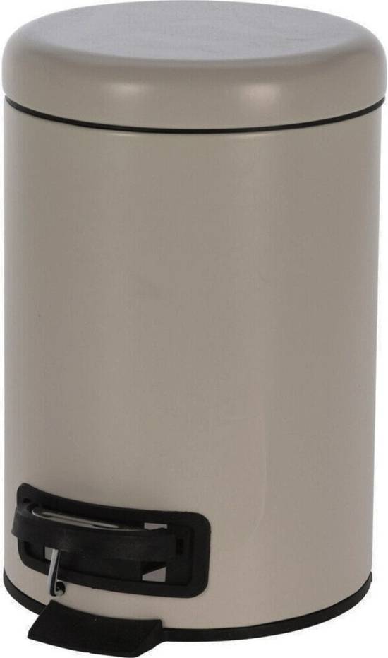 Vuilnisbak Pedaalemmer 3 liter 2x stuks- Kleine prullenbakken 3 liter van taupe