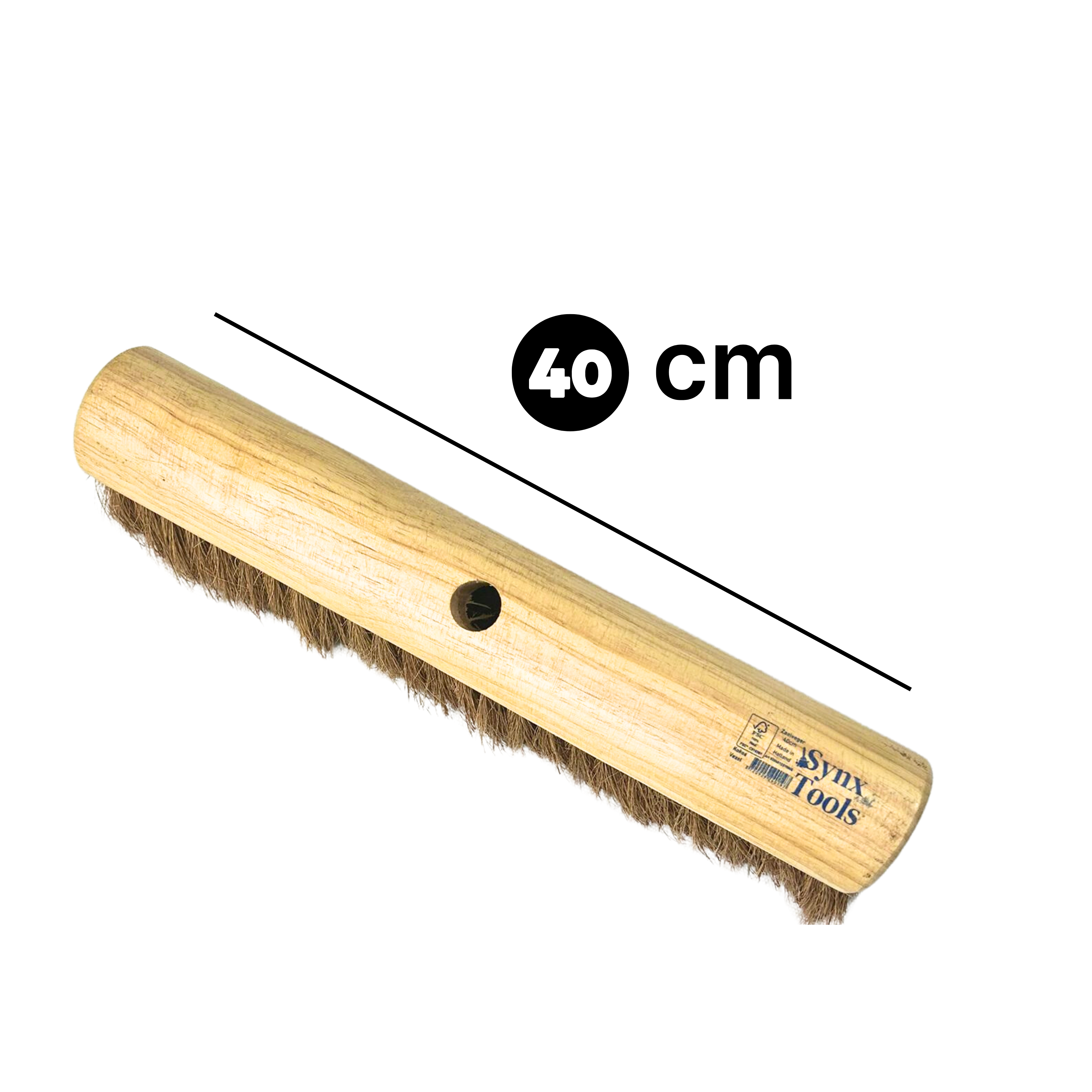 Synx Tools Bezem los 40 cm Zaalveger - Cocosharen - Zachte haren - Zonder Steel - Binnenbezem - koko bezem