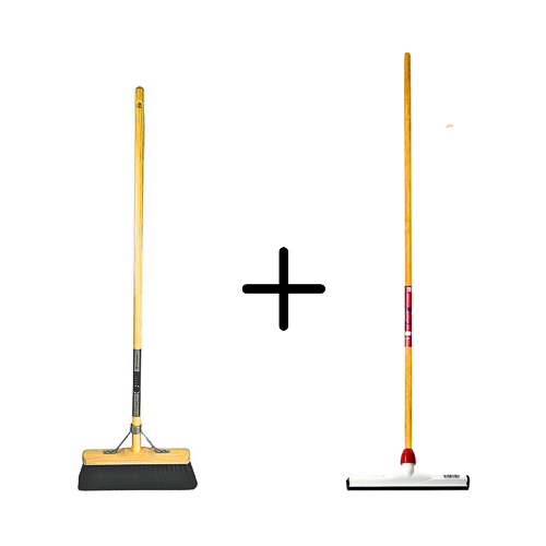 Paardenhaar 29cm + Vloertrekker Kunststof 35cm met Steel 120cm