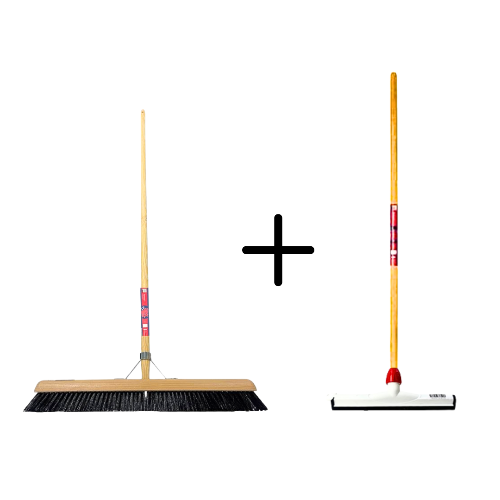 Paardenhaar 60cm + Vloertrekker Kunststof 35cm met Steel 120cm