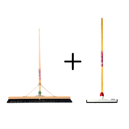 Paardenhaar 80cm + Vloertrekker Kunststof 35cm met Steel 120cm