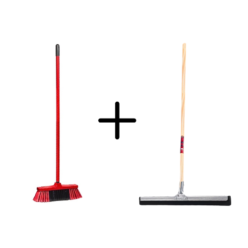Binnenbezem Rood + Vloertrekker 60cm met Steel 150cm
