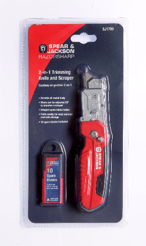 2-in-1 schraper en snijmes met 10 reservemesjes