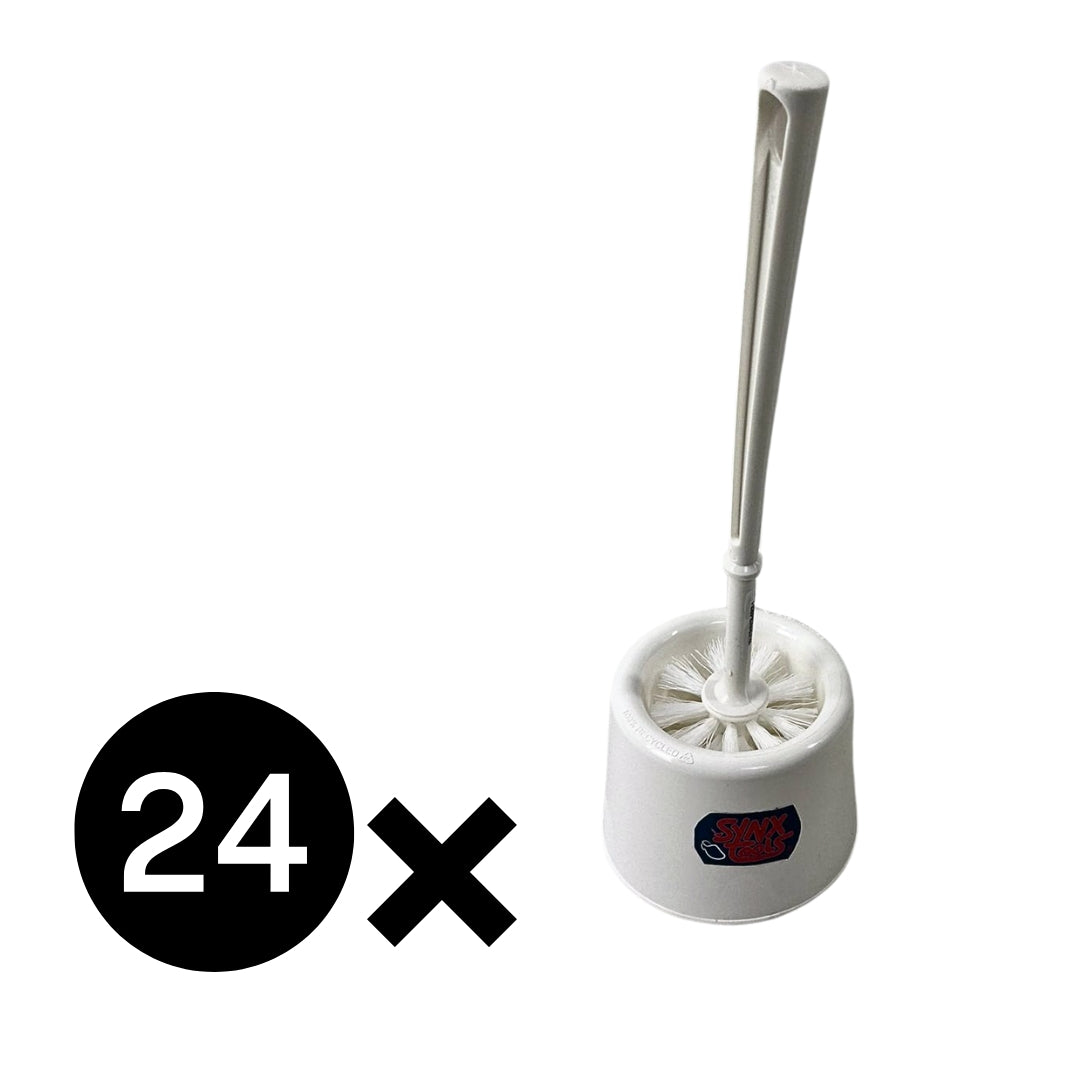 Synx Tools white toilet brush set, 24 pieces, sleek design.
