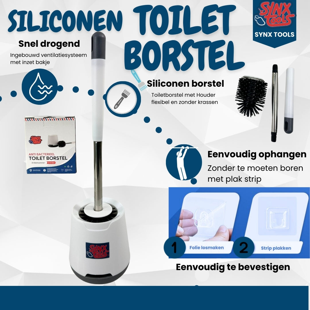 Siliconen toiletborstel snel drogend en ophangbaar