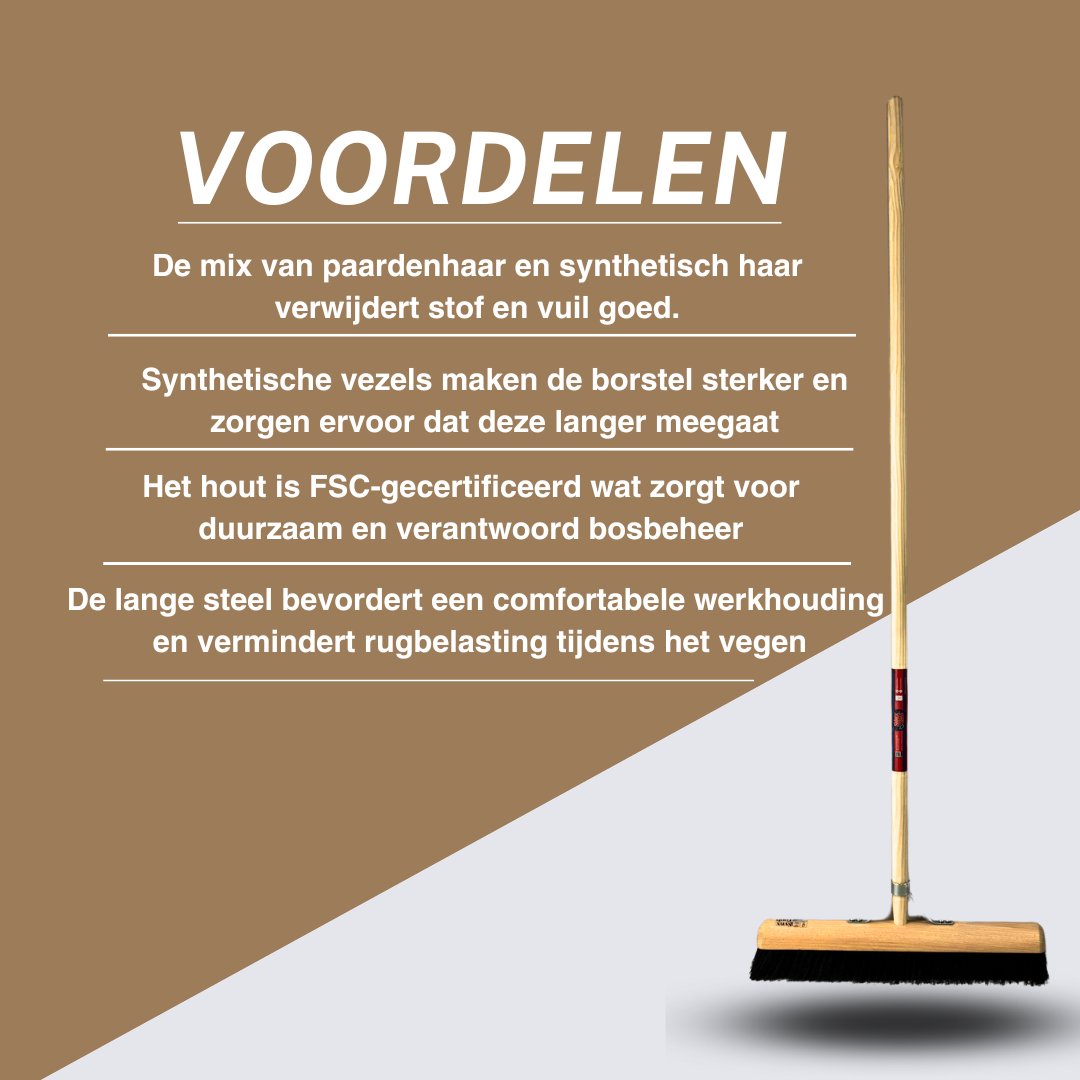 Informatie over paardenhaar bezem 50 cm met steel