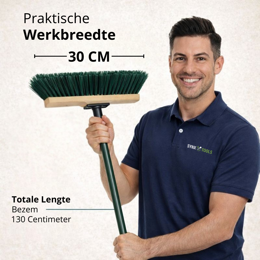 Straatbezem groen compleet met steel