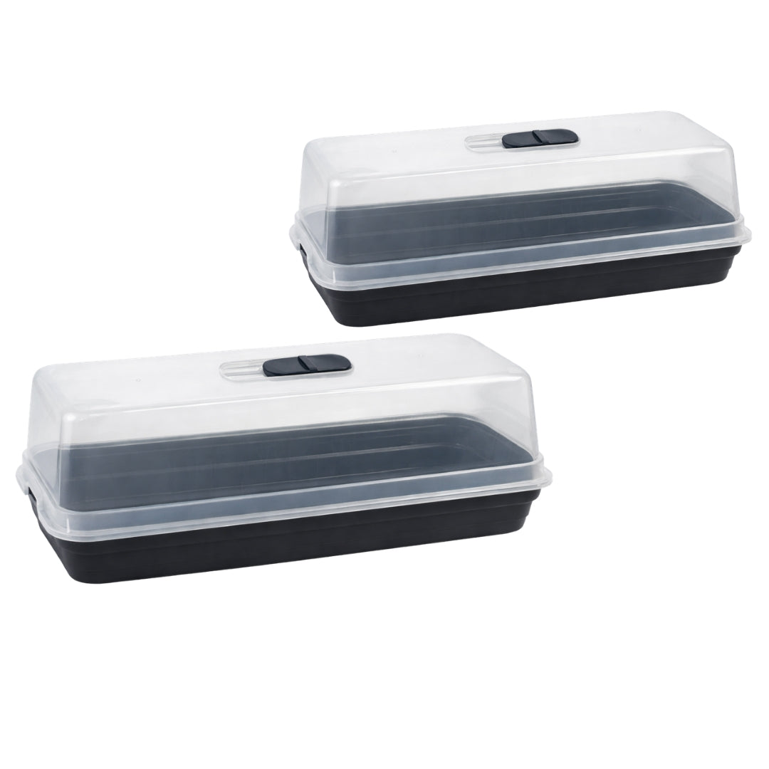 Kweekbak met deksel 51x21x18 cm set van 2 met transparante kap en ventilatie – Synx Tools