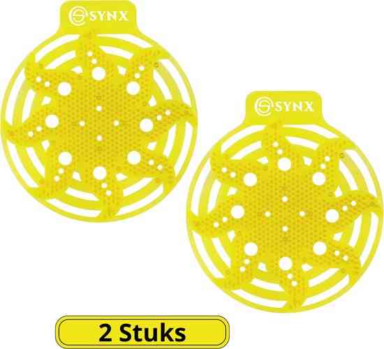 Gele Urinoirmatje met citrusgeur en anti-spat borstelharen - 2 stuks