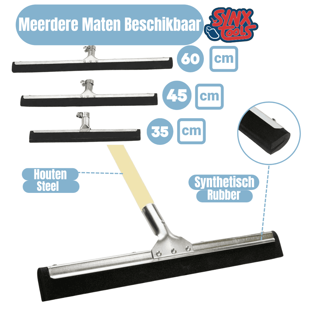 Synx Tools Vloertrekker Met Houten Steel 35 cm 120cm - Watertrekker vloerwisser