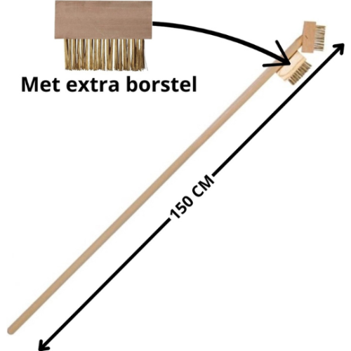 Voegenborstel met lange steel, staalborstel en een reserveborstel