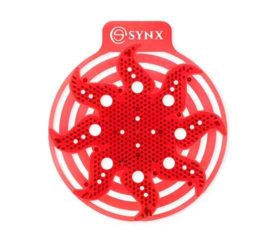 Rode Urinoirmatje met meloengeur en anti-spat borstelharen