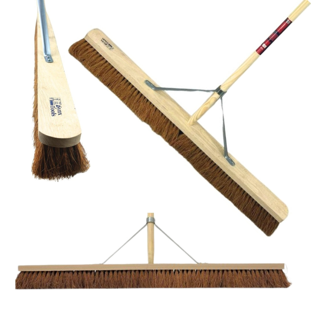 Synx Tools 2x Zaalveger 100cm - Bezem - zachte bezem - broom - kokosbezem - bezemsteel 150cm