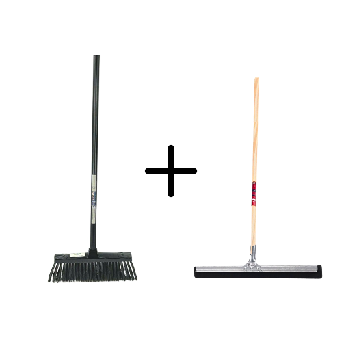 Binnenbezem Zwart + Vloertrekker 35cm met Steel 150cm