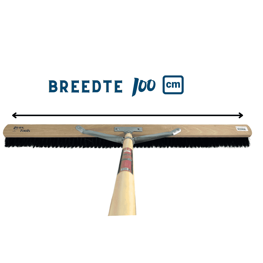 Synx Zaalveger 100cm Paardenhaar - Zachte bezem - bezems - Met Steel 150cm
