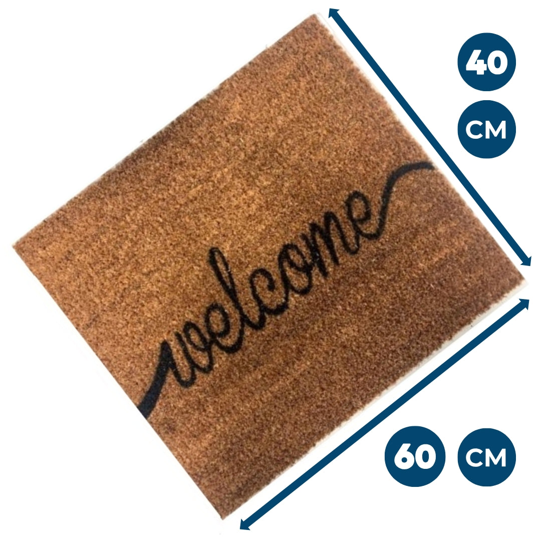 Synx Tools Deurmat buiten Kokosmat met Welcome - Droogloopmat - 40 cm x 60cm - Droogloop - buitenmat - Deurmatten - Buiten deur - Schoonloopmat