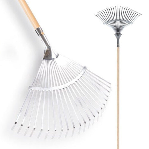 Verstelbare gazonhark van Synx Tools met 150 cm steel en 22 verenstalen tanden