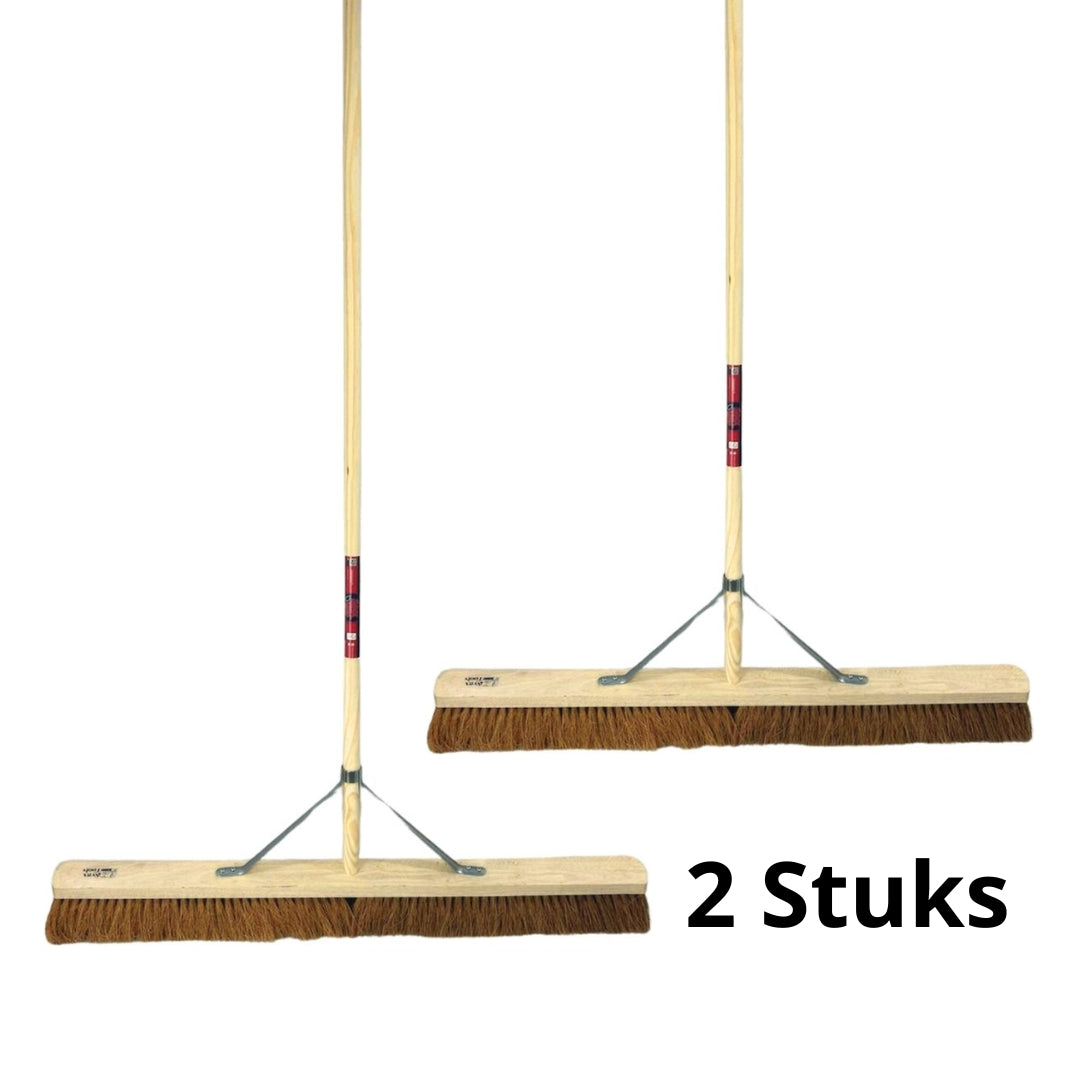 Synx Tools 2x Zaalveger 100cm - Bezem - zachte bezem - broom - kokosbezem - bezemsteel 150cm