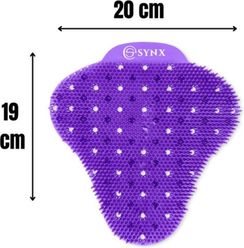 Paarse Urinoirrooster met berrygeur met een lengte van 19 cm en een breedte van 20 cm
