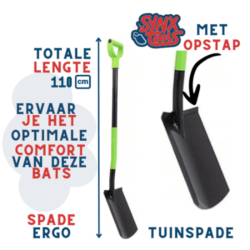 Tuinspade met een lengte van 110 cm en opstap