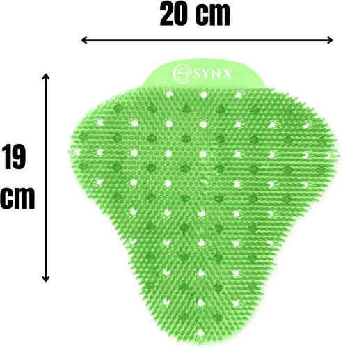 urinoirrooster groen met een lengte van 19 cm en een breedte van 20 cm