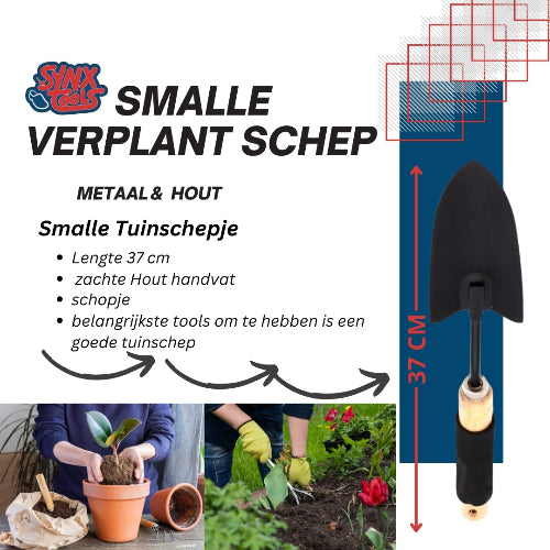 smalle verplantschepje van metaal en hout