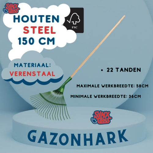 Synx Tools verstelbare bladhark met 150 cm steel – 22 tanden – werkbreedte 36-58 cm