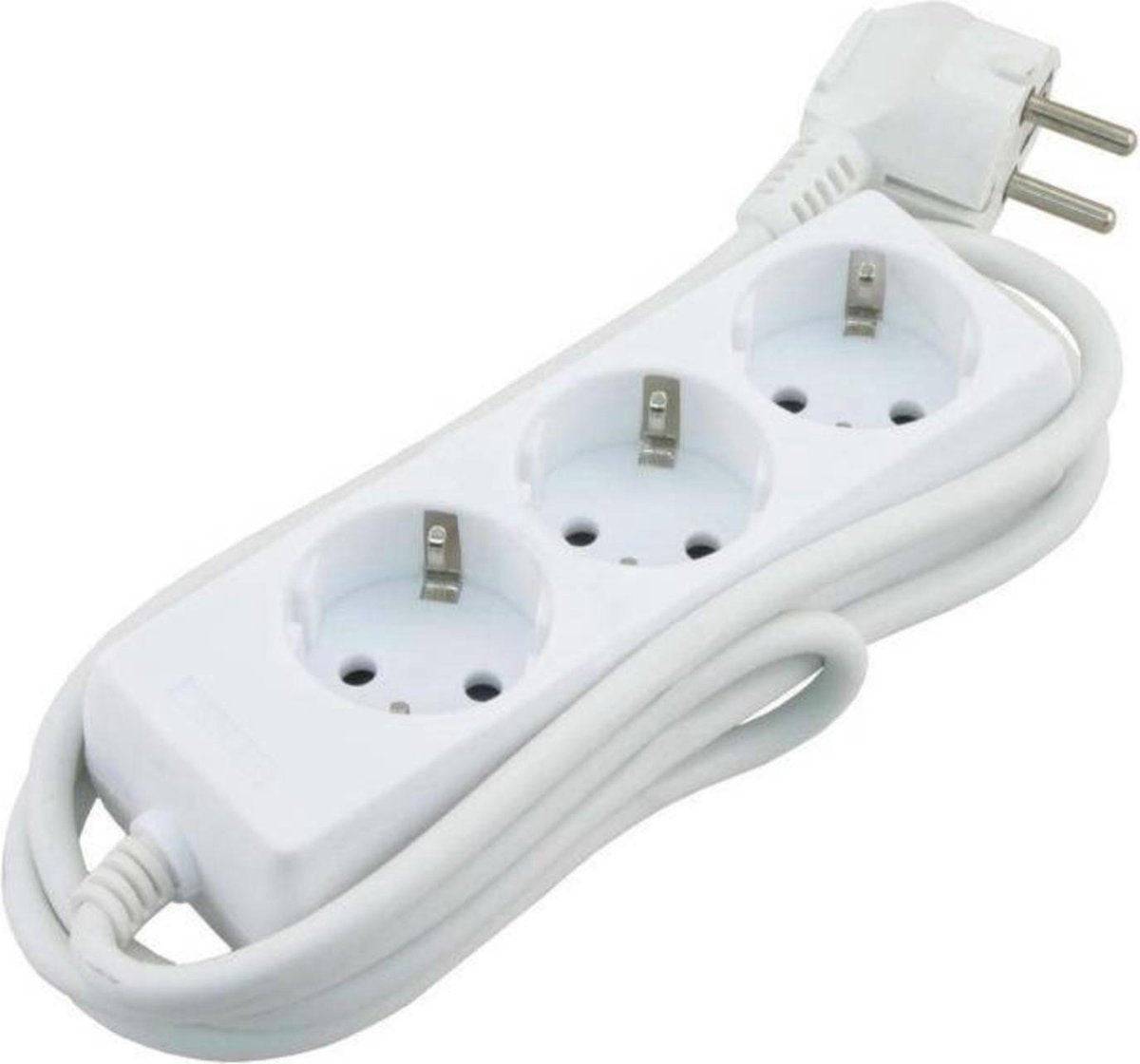 Benson Stekkerdoos 3-Voudig 5m - Geaarde Stekker - Wit