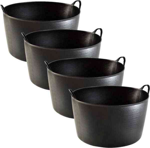 4x Synx Tools Flexibele Emmer/Zwarte Wasmand 45L |Cementkuip |Flexibele kuip