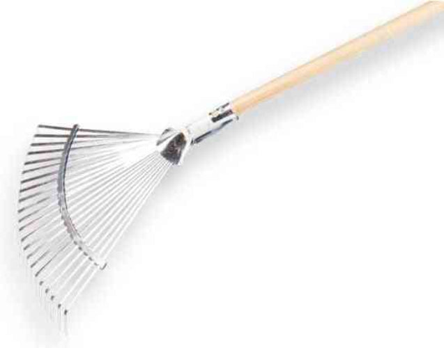 verstelbare gazonhark met 150 cm steel en 22 verenstalen tanden