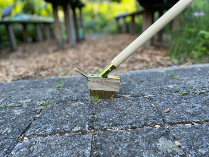 Stalen voegenborstel met 150 cm steel voor onkruid verwijderen