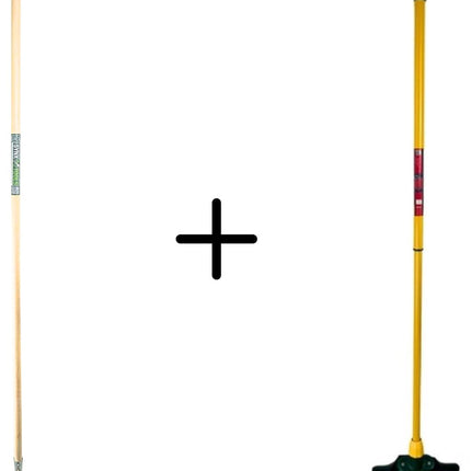 Rechte schoffel 14cm & Synx Tools Klauwbezem 35cm - Onkruidverwijderaar - 160 cm steel met hilt