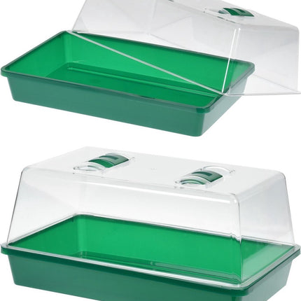 Synx Toools 2x Kweekbak/kweekkastje met deksel 18 x 38 x 24 cm - Propagator/moestuinbak