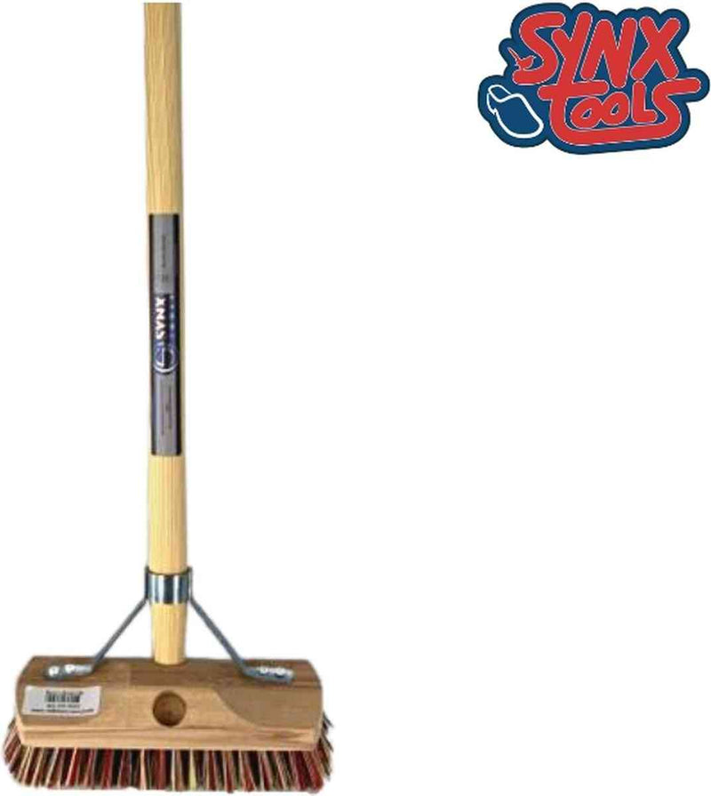 Synx Tools Union Luiwagen mix Nylon extra hard 22cm - Tegel Bezem Schrobber- Bezemsteel - Schoonmaakbezem - Schrobborstels - Bezems Met Steel 150 cm