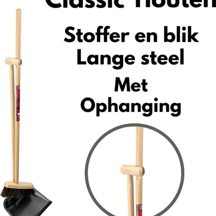 Synx Tools bezem Binnenbezem 30 cm en Stoffer en blik met lange steel 97 cm