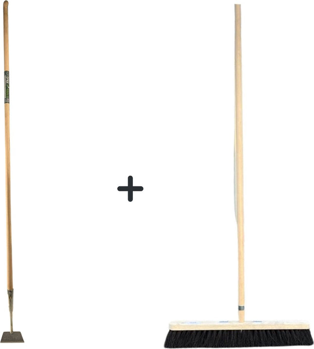 Rechte Schoffel 12cm Met Steel 160cm + Colombo Bezem 30 cm Met Steel 150cm
