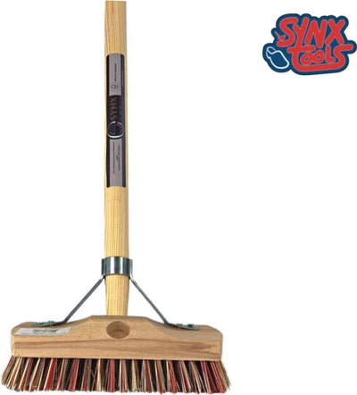 Synx Tools Union Luiwagen mix Nylon extra hard 22cm - Tegel Bezem Schrobber- Bezemsteel - Schoonmaakbezem - Schrobborstels - Bezems Met Steel 150 cm