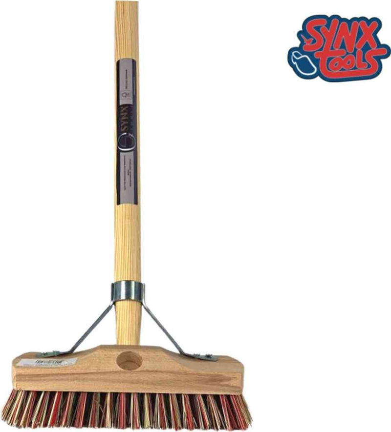 Synx Tools Union Luiwagen mix Nylon extra hard 22cm - Tegel Bezem Schrobber- Bezemsteel - Schoonmaakbezem - Schrobborstels - Bezems Met Steel 150 cm