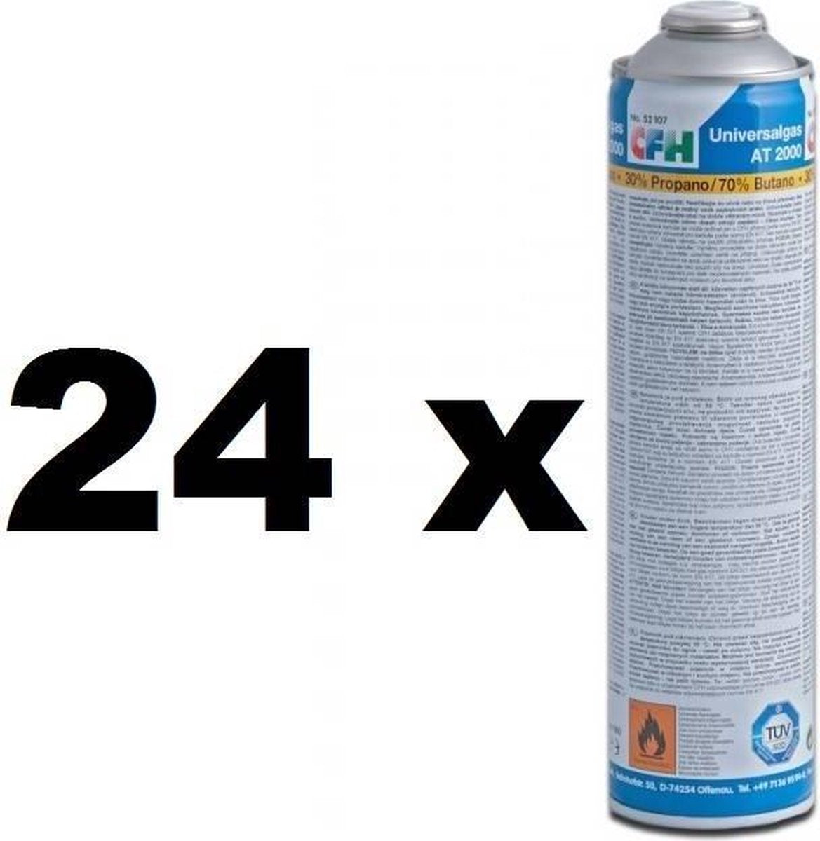 CFH gasflessen set 24x 400 ml butaan propaan navulling voor onkruidbrander