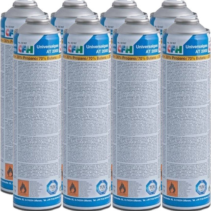 CFH gasflessen set 8x 400 ml butaan propaan navulling voor gasbrander
