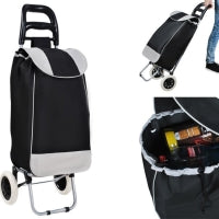 Trolley-Einkaufstasche auf Rollen – faltbar – Schwarz/Grau